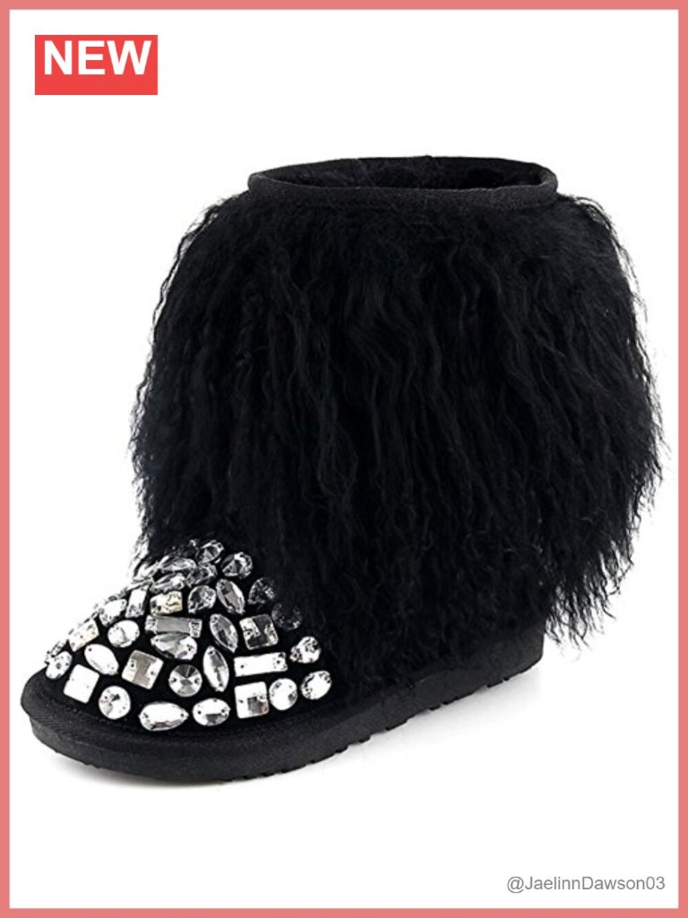Womens Wool Rhinestone Short Winter Snow Boots Ankle